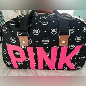 Victoria’s Secret Pink Love Pink Graffiti Rolling Wheeled Carry On Duffle Bag